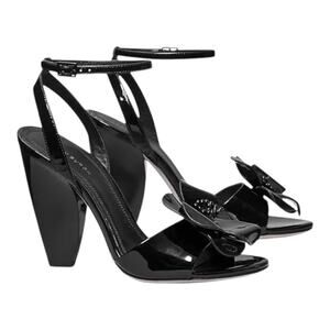 Tory Burch Flower Heeled Sandal Women's Shoes Black Size 7